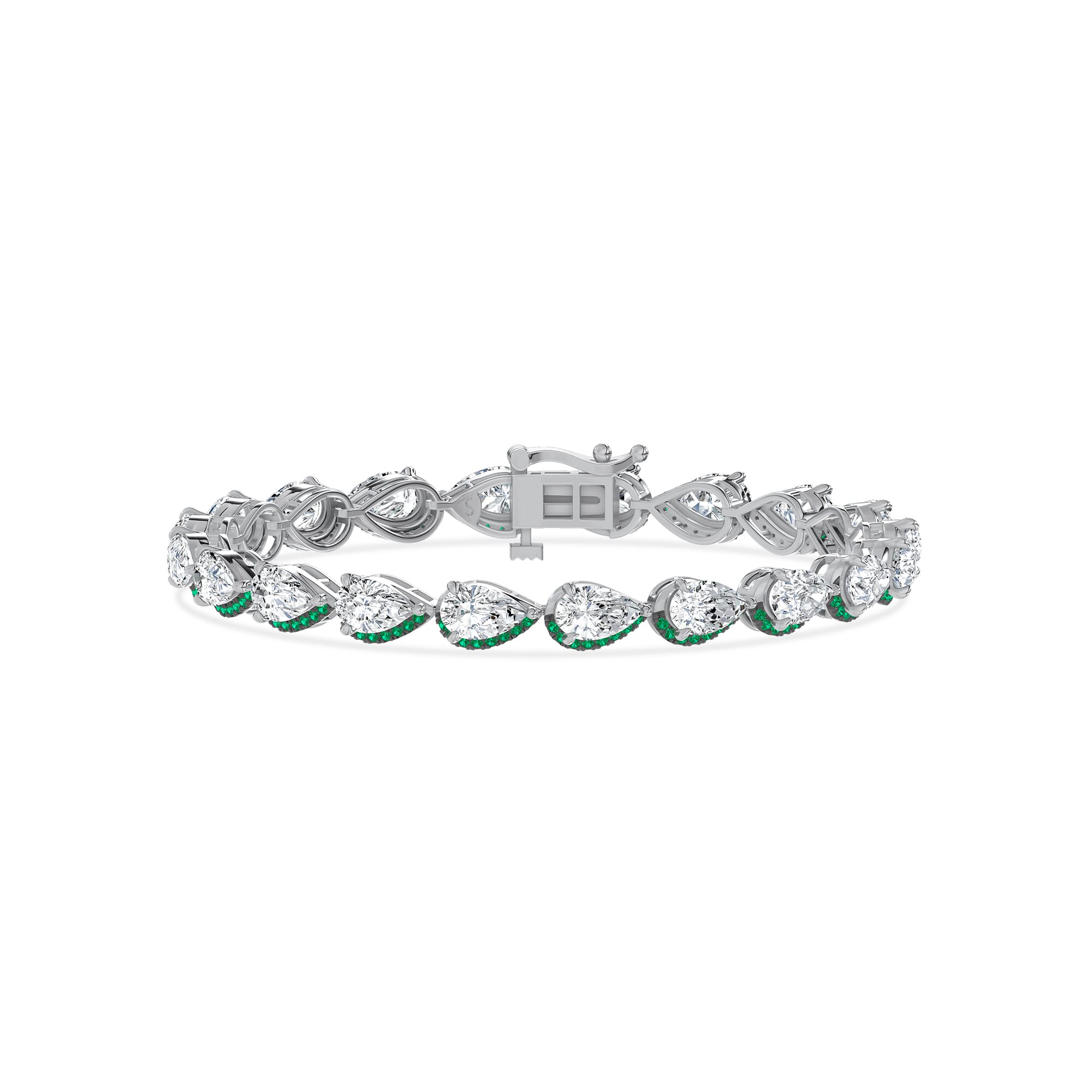 Lab Emerald Sweep Bracelet by Christian Siriano - 14K White Gold