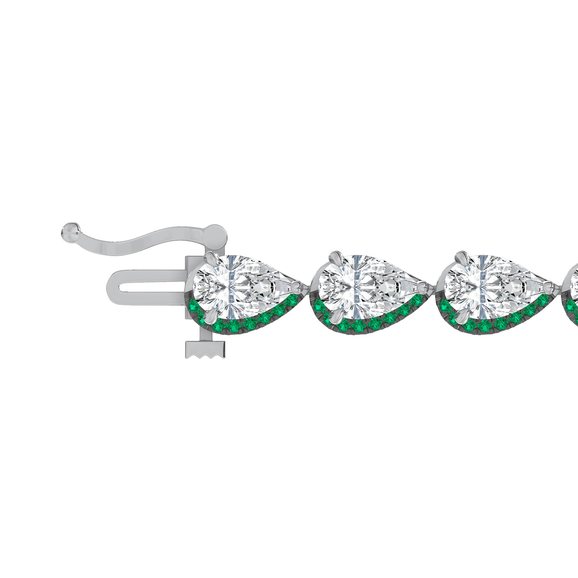 BRIESTA EMERALD エメラルド LEDライト付き Lab Emerald Sweep Bracelet by Christian Siriano - 14K White Gold