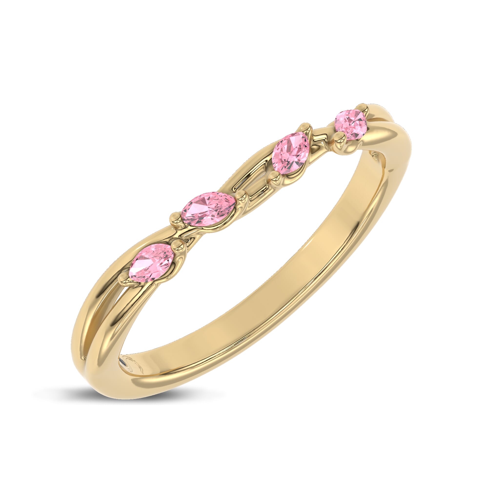 18K Yellow Gold Petal Radiance Pink Sapphire Band by Christian Siriano
