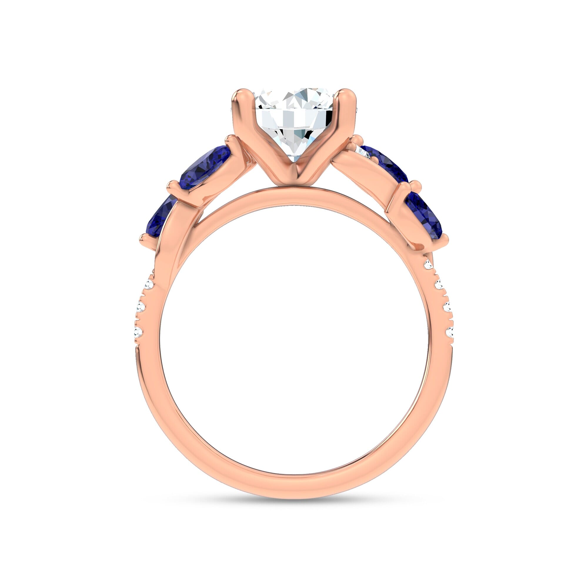 14K Rose Gold Hayden Curved Vine Sapphire And Diamond Engagement Ring