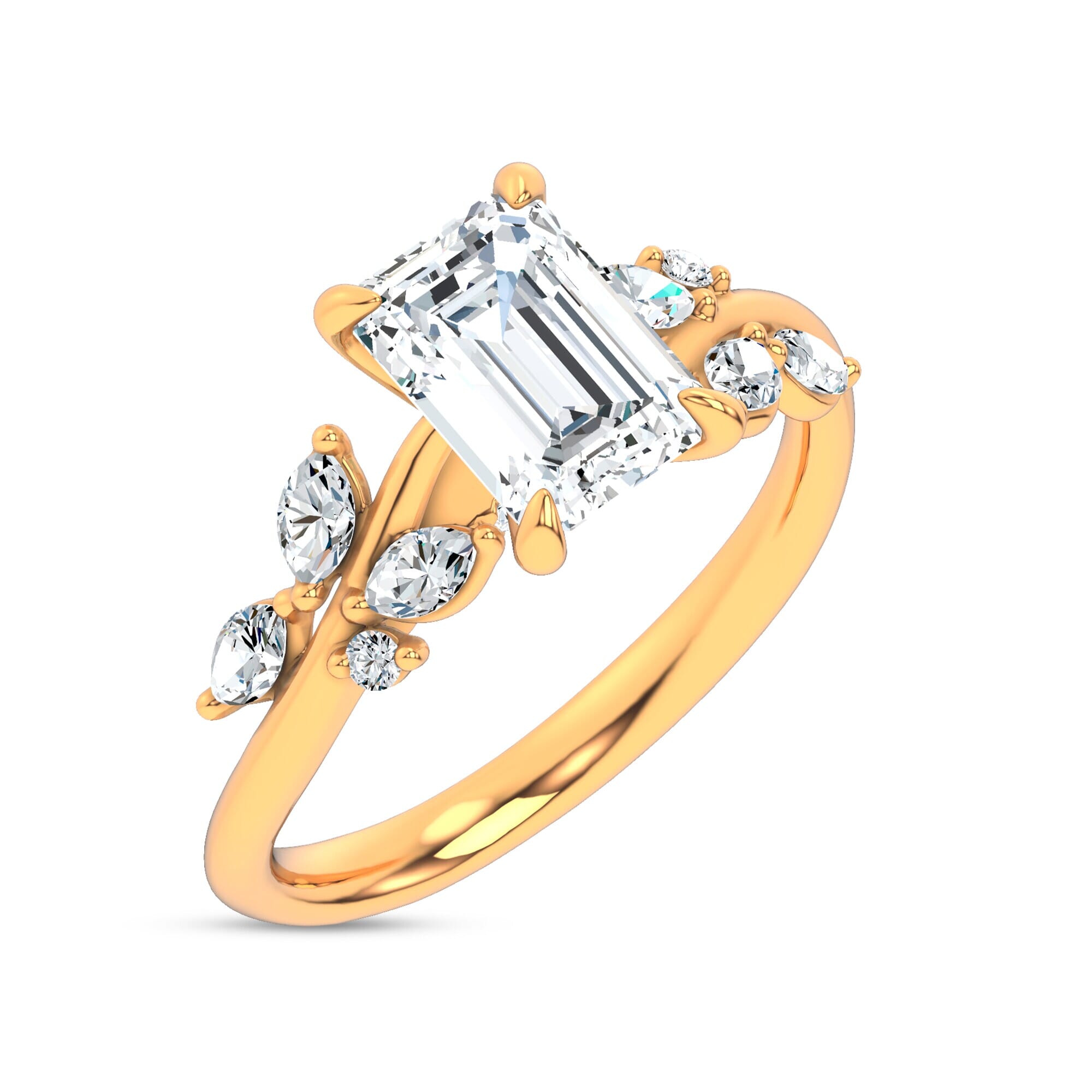 14K Yellow Gold Lea Nature-Inspired Engagement Ring