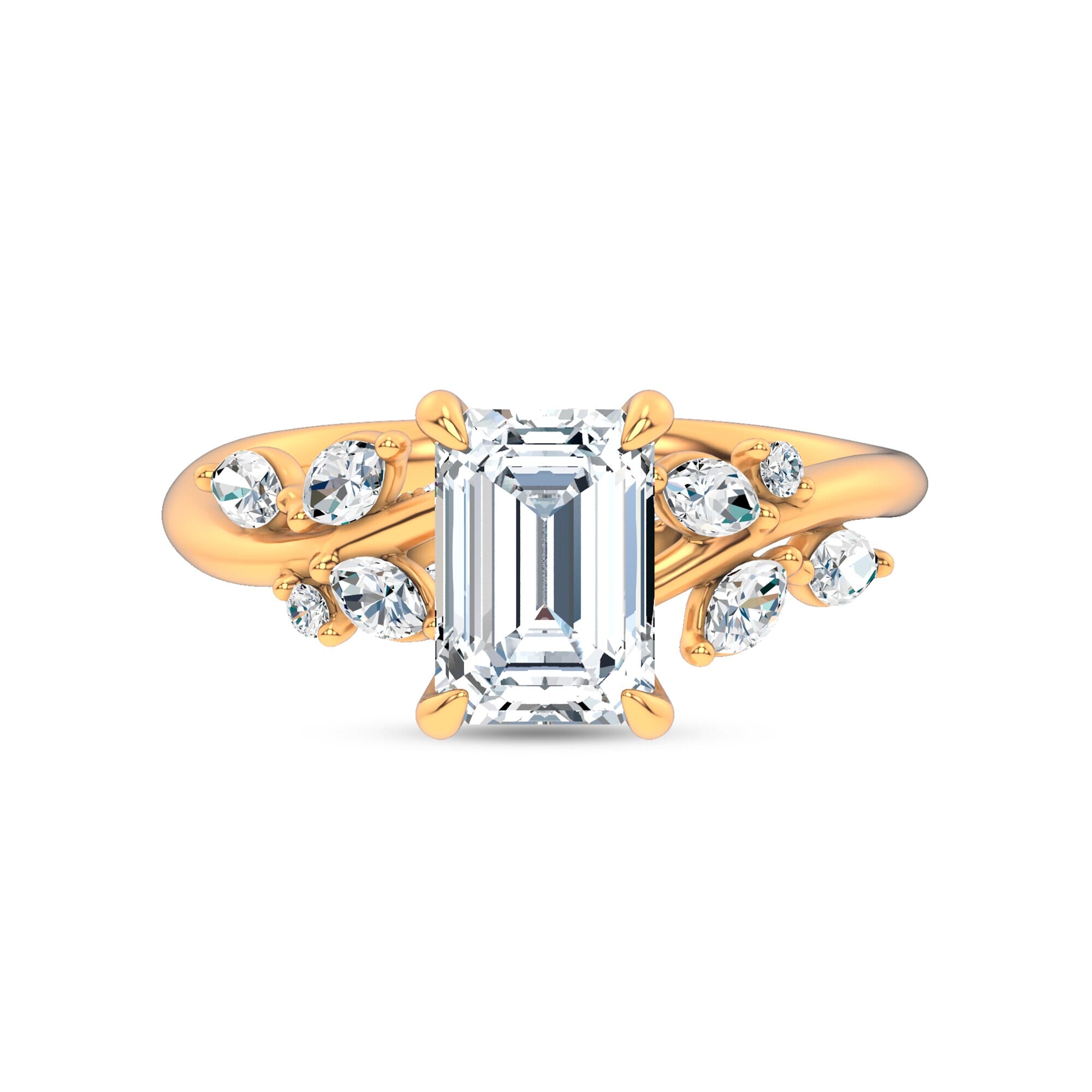 14K Yellow Gold Lea Nature-Inspired Engagement Ring