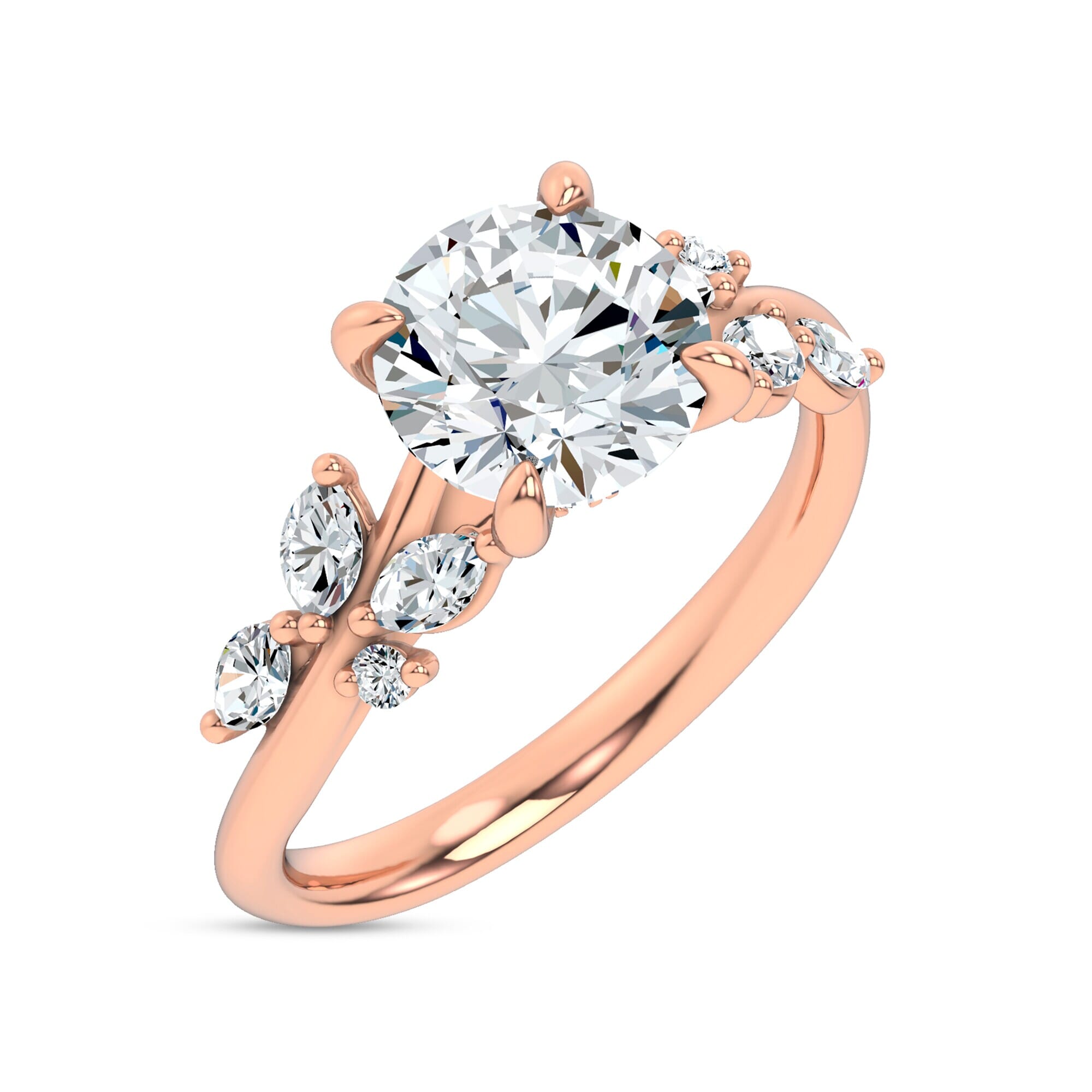14K Rose Gold Lea Nature-Inspired Engagement Ring