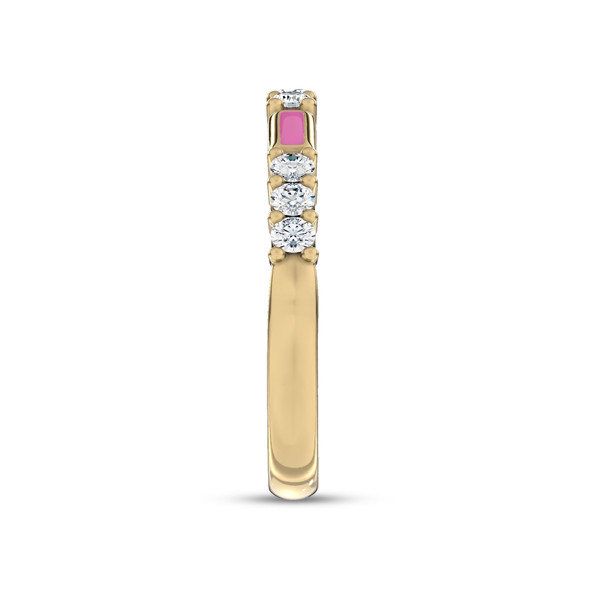 18K Yellow Gold Colvivre Pink Ceramic Diamond Band by Christian Siriano