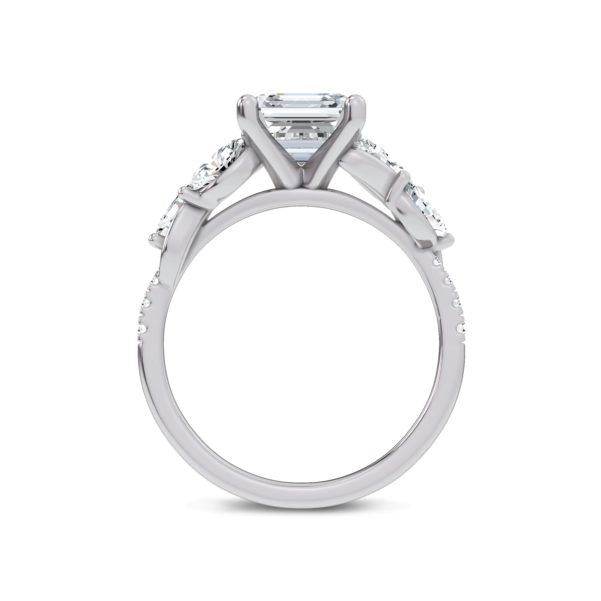 14K White Gold Hayden Curved Vine Diamond Engagement Ring