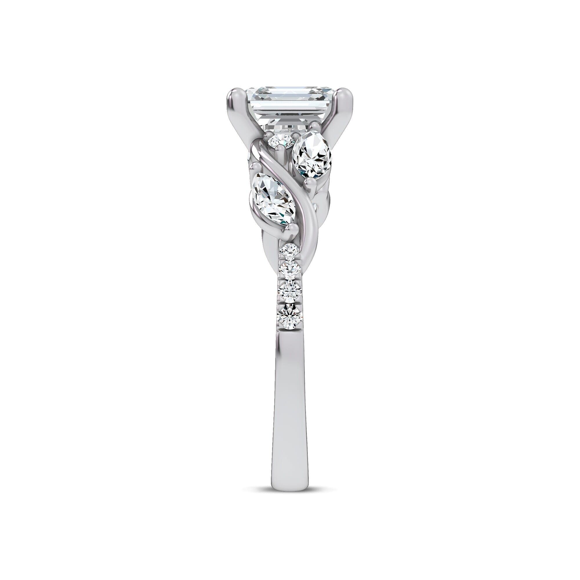 14K White Gold Hayden Curved Vine Diamond Engagement Ring