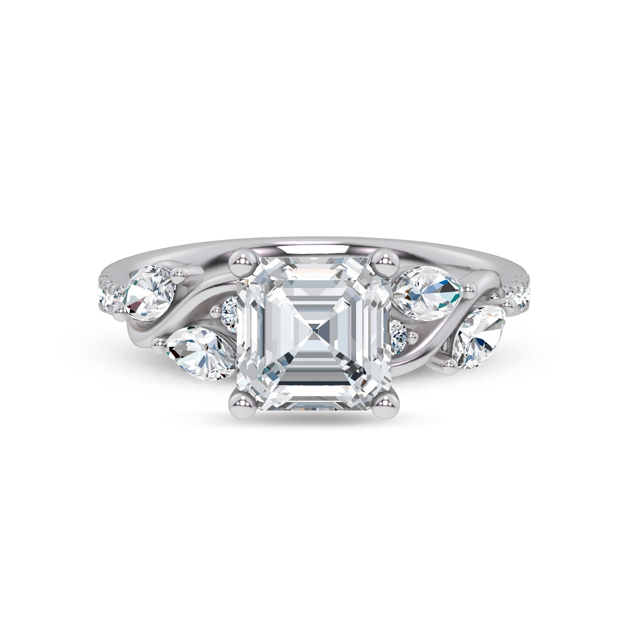 14K White Gold Hayden Curved Vine Diamond Engagement Ring