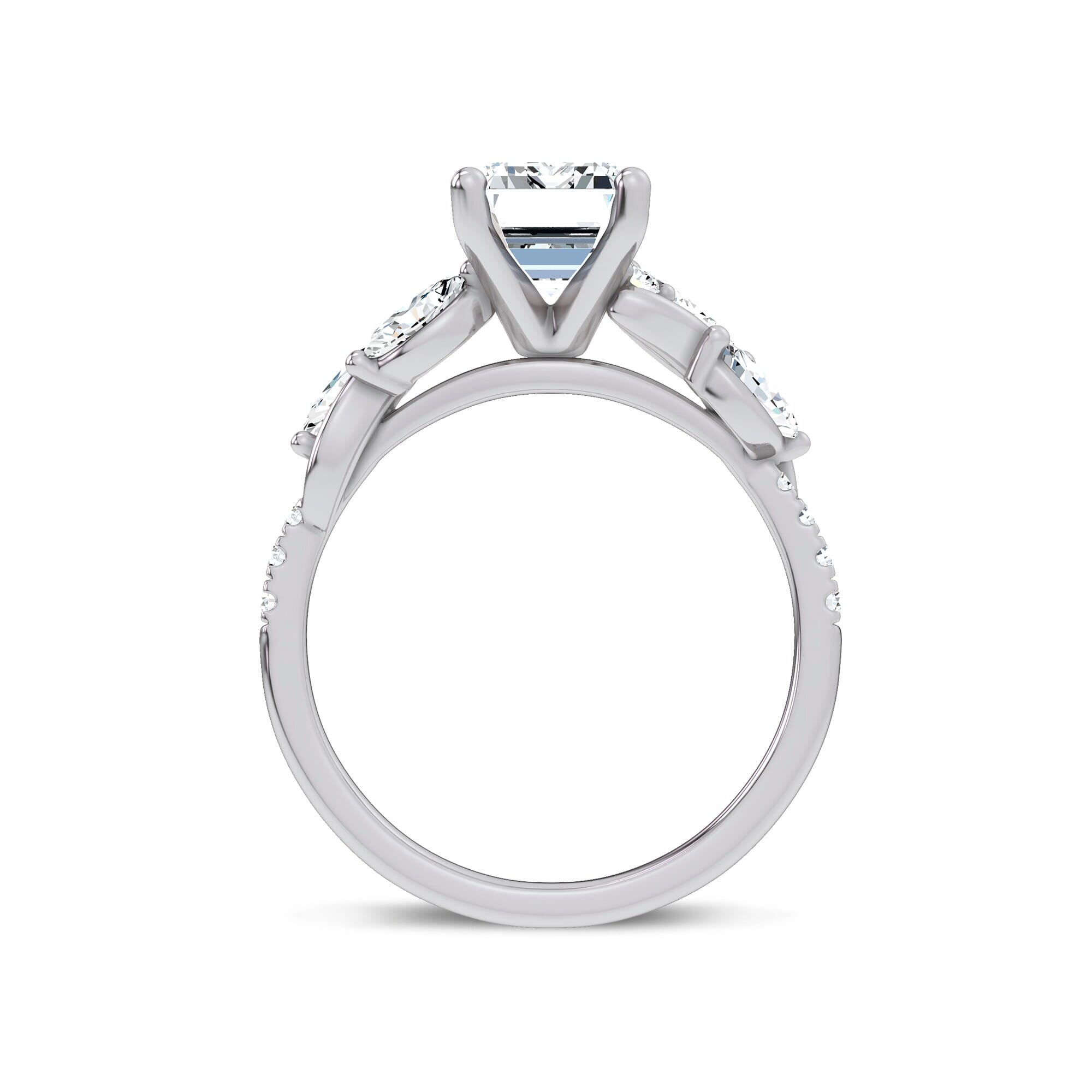 14K White Gold Hayden Curved Vine Diamond Engagement Ring