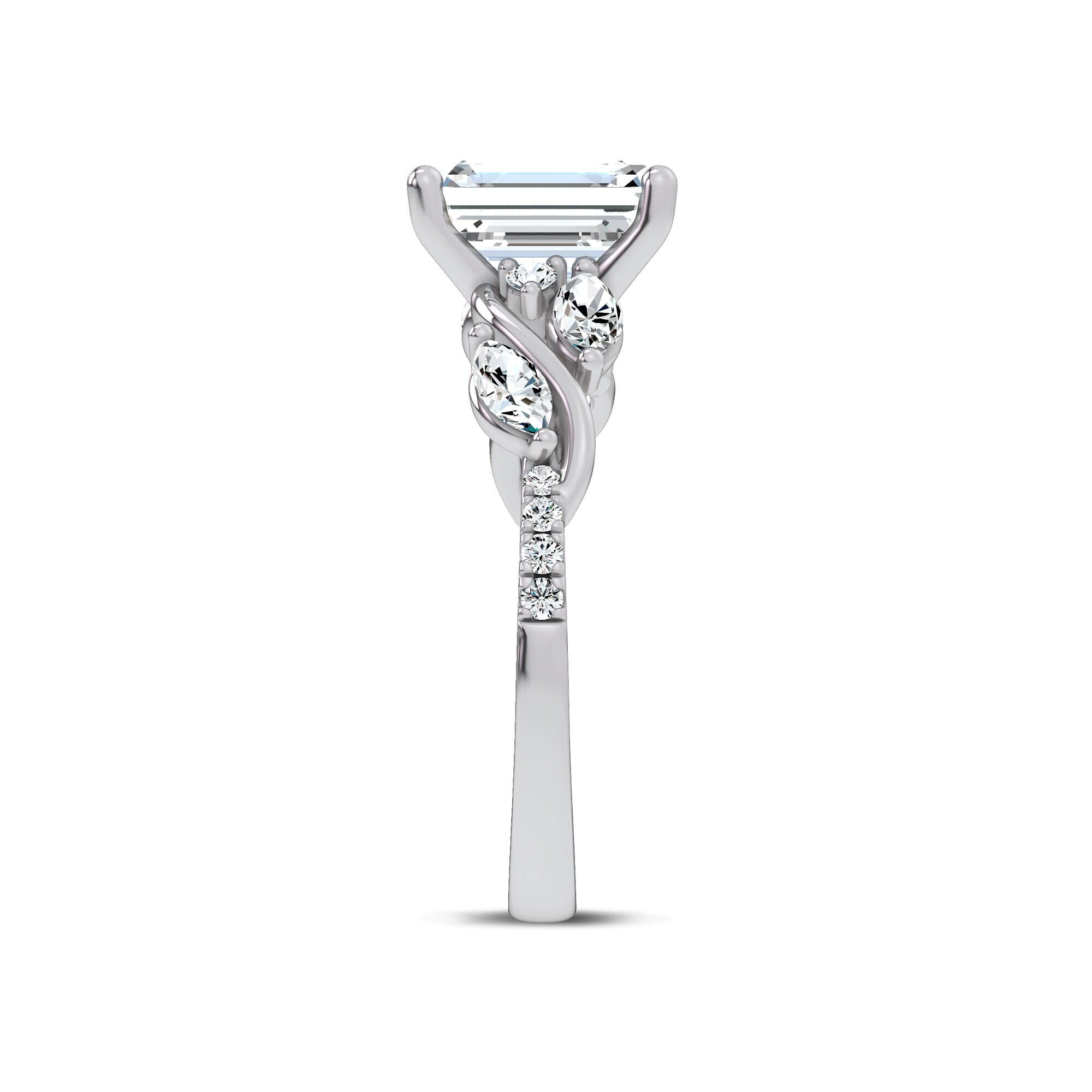 14K White Gold Hayden Curved Vine Diamond Engagement Ring