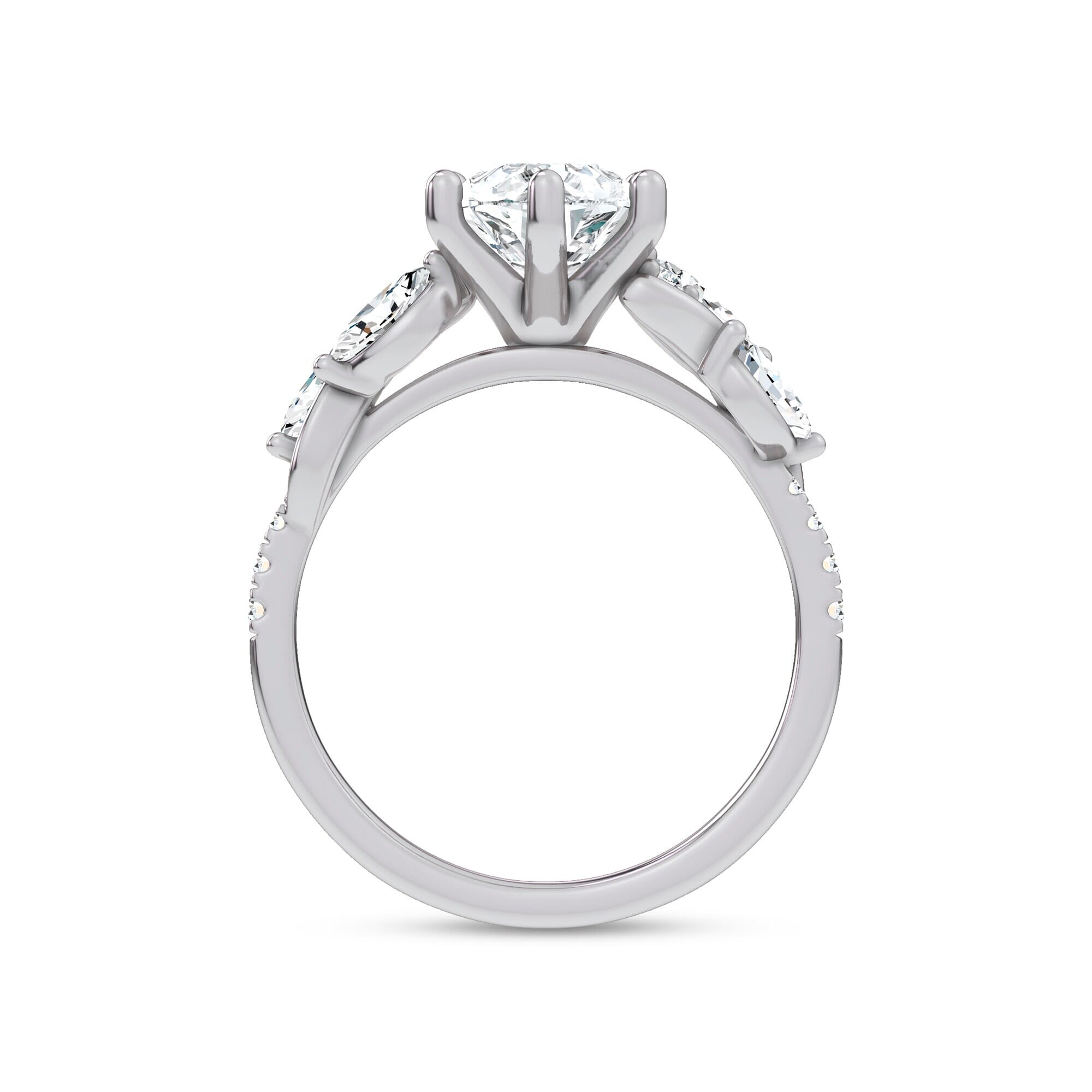 18K White Gold Hayden Curved Vine Diamond Engagement Ring