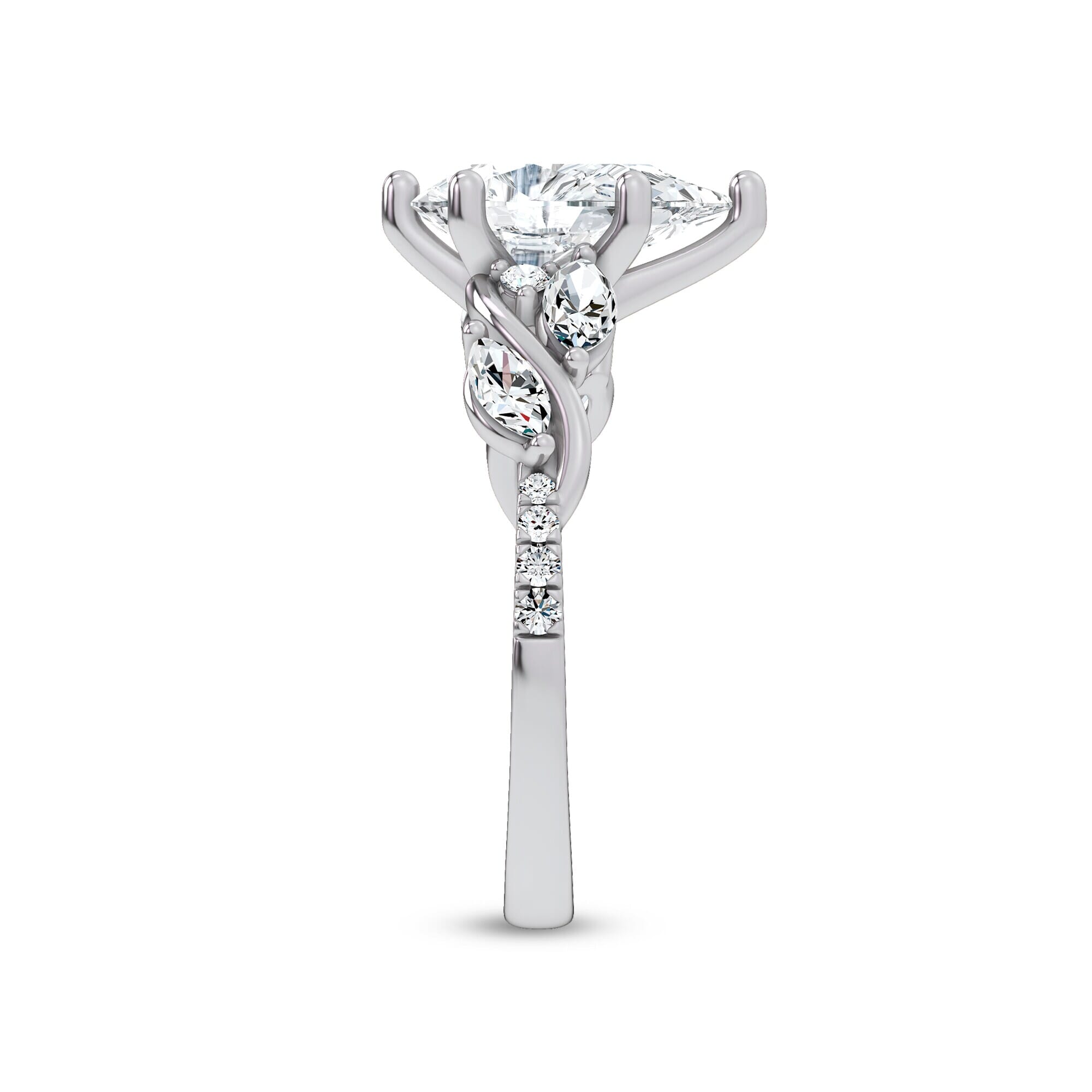 18K White Gold Hayden Curved Vine Diamond Engagement Ring