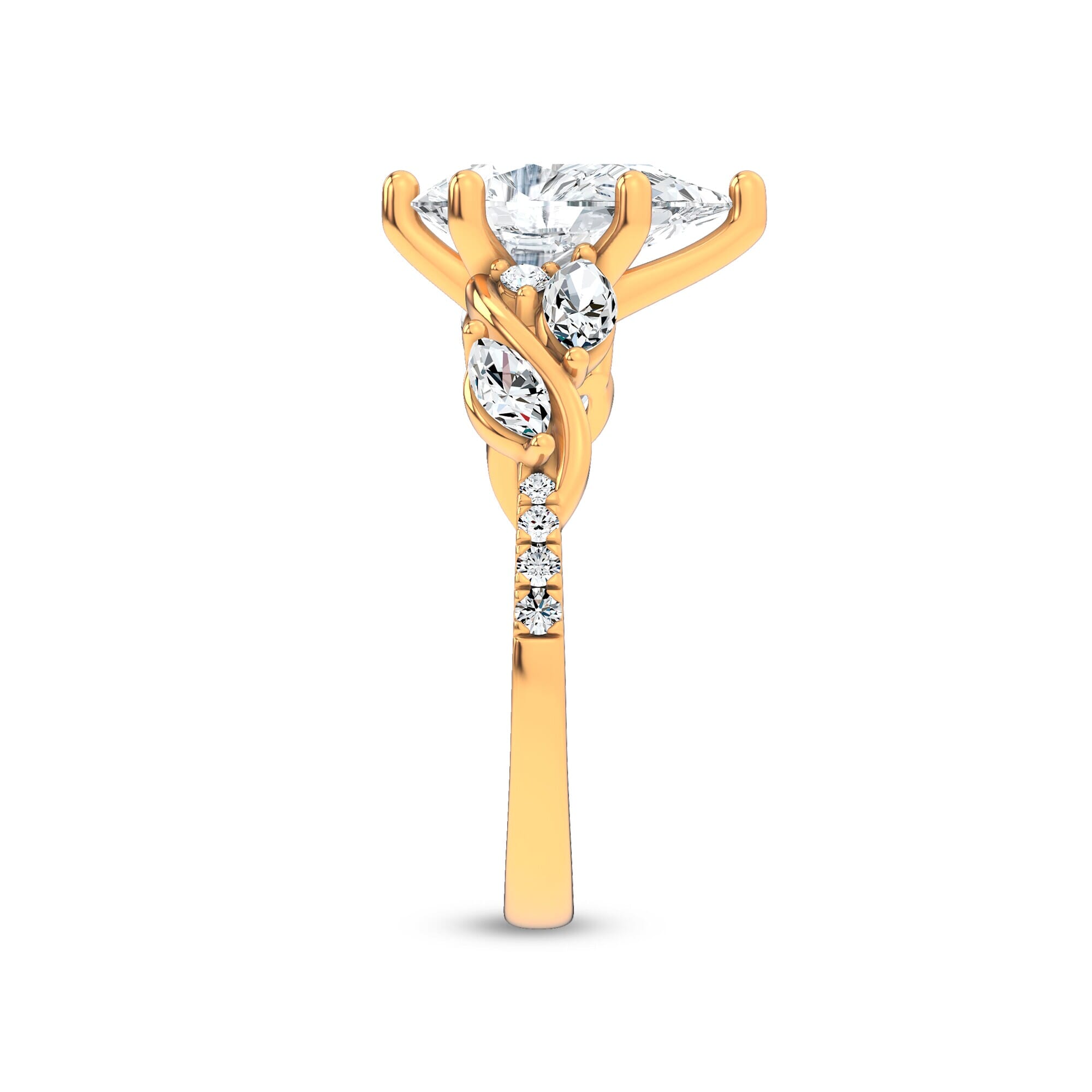 14K Yellow Gold Hayden Curved Vine Diamond Engagement Ring