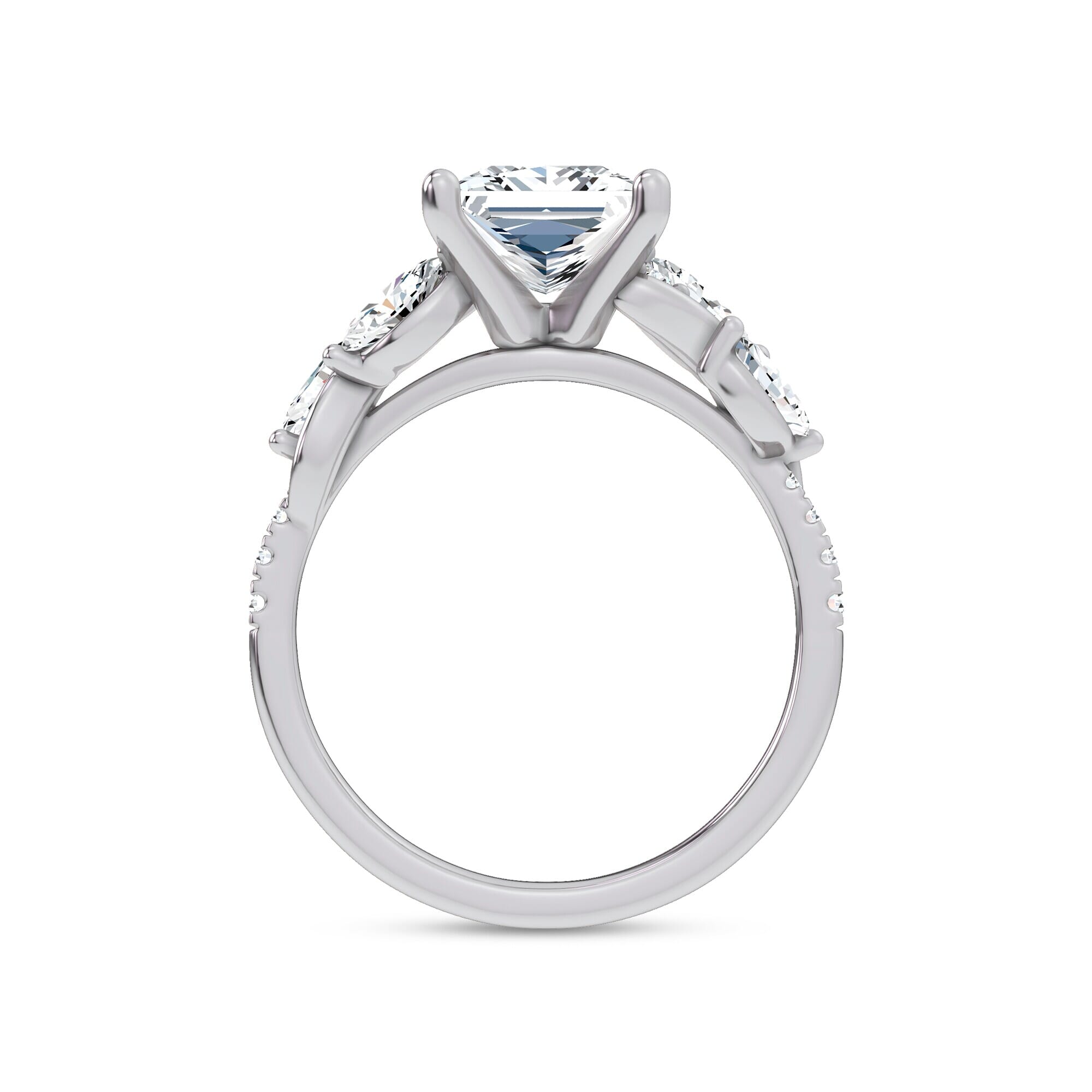 18K White Gold Hayden Curved Vine Diamond Engagement Ring