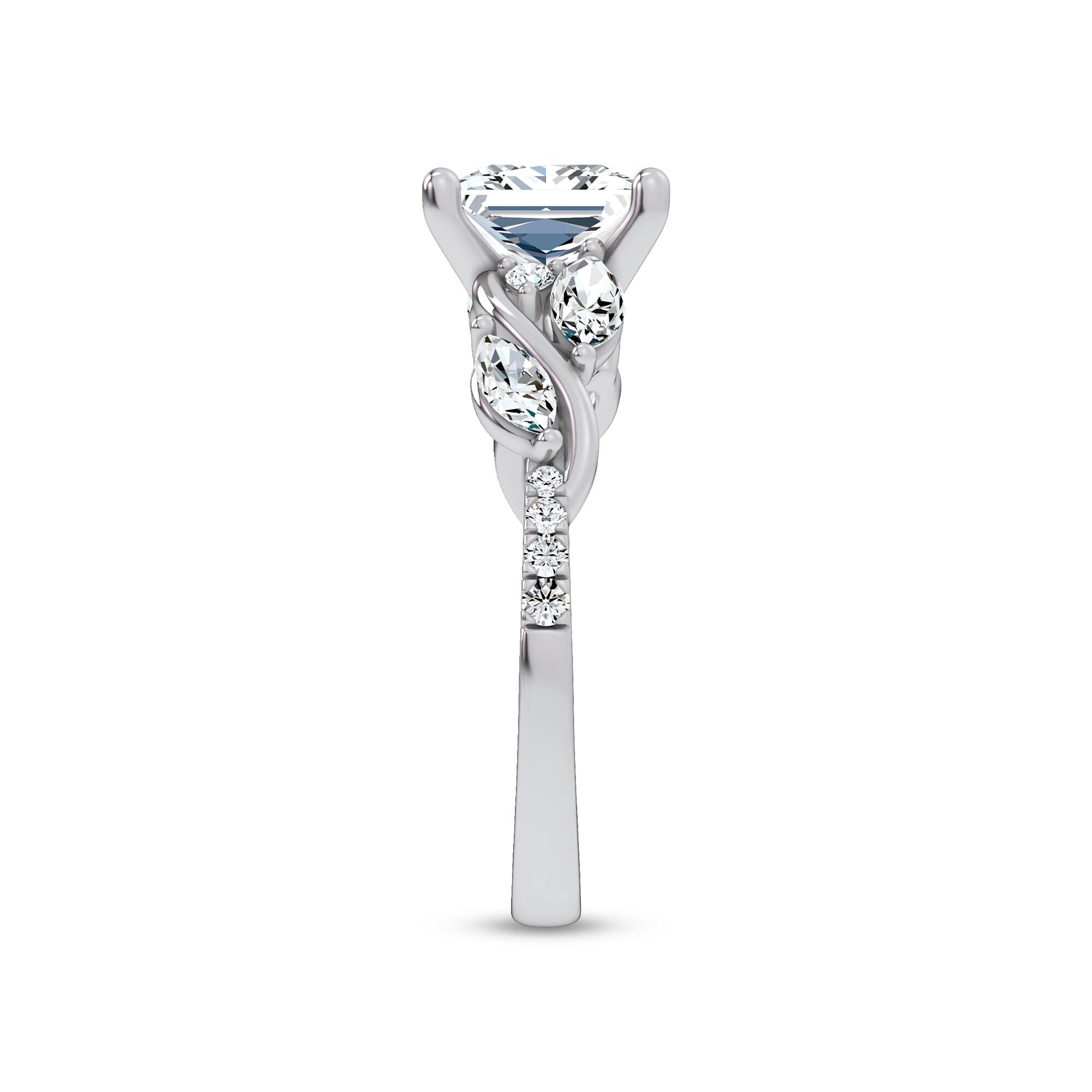 18K White Gold Hayden Curved Vine Diamond Engagement Ring