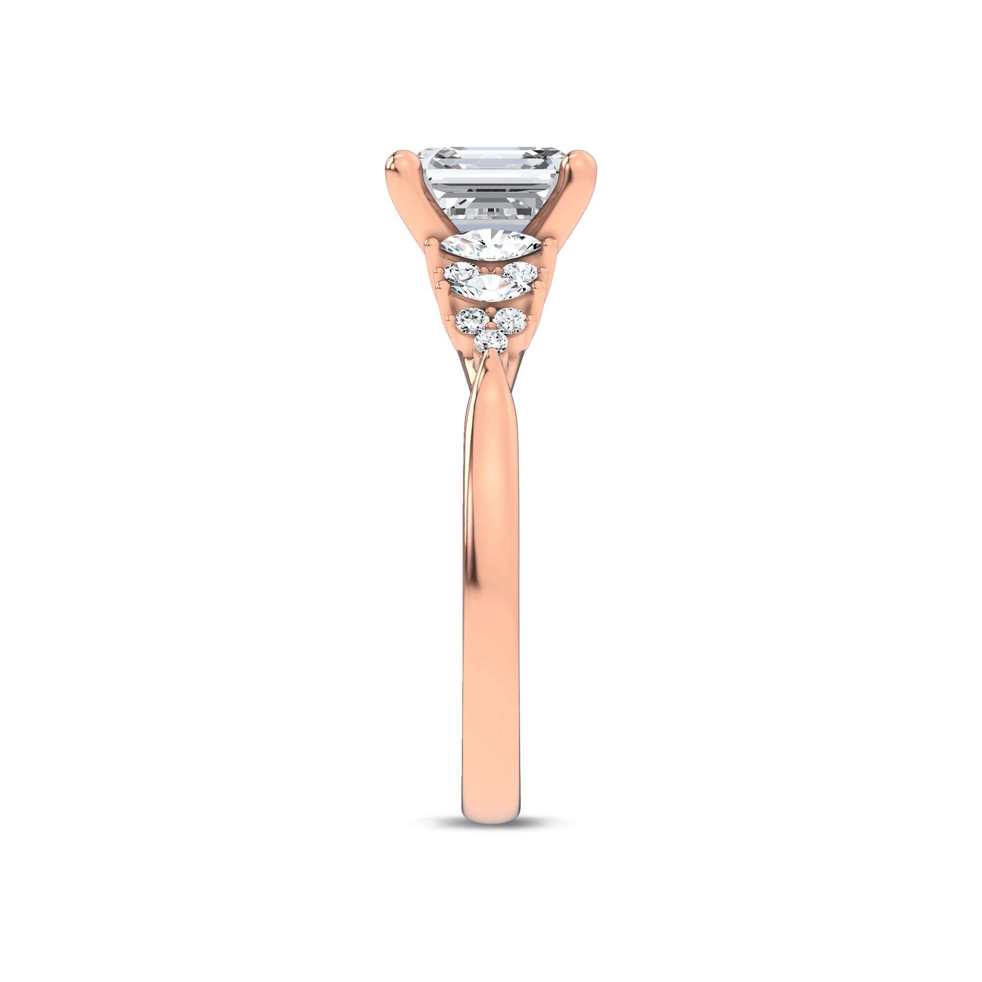 18K Rose Gold Almita Marquise And Round Diamond Engagement Ring