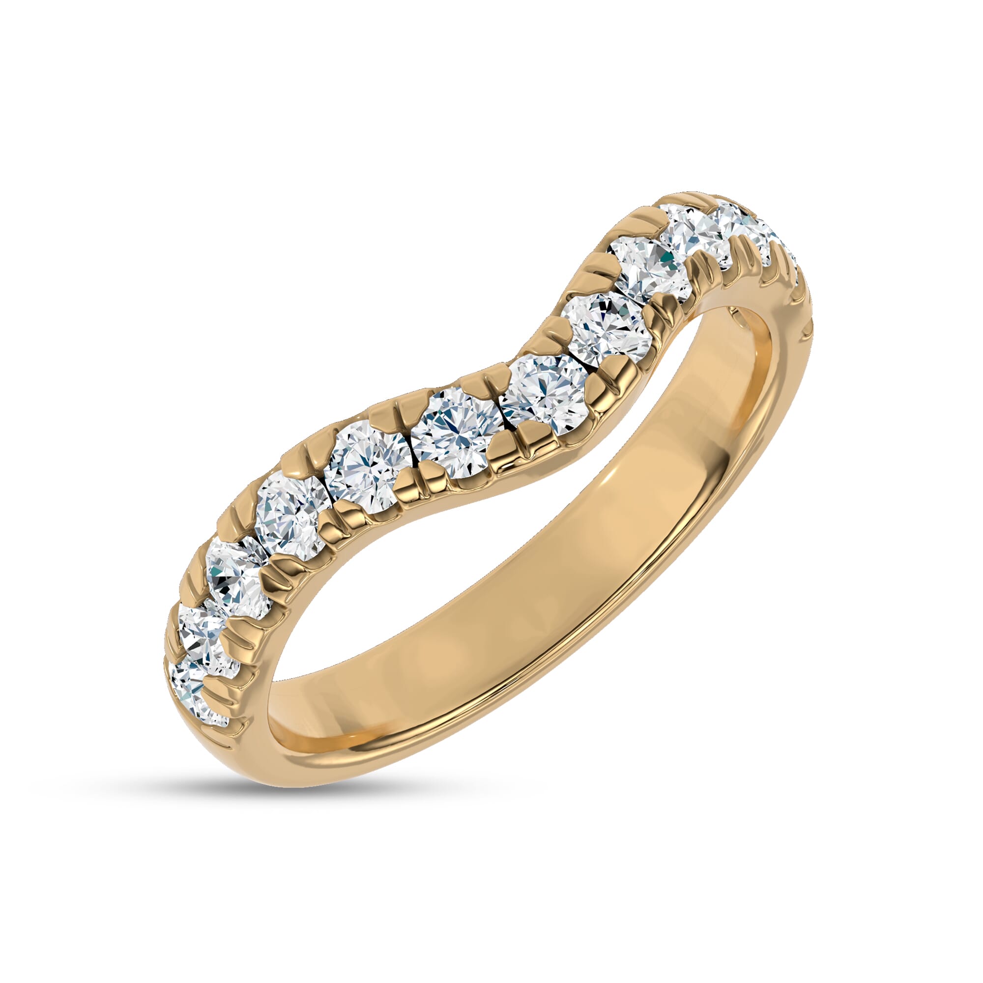 Linda Curved Pavé Diamond Band (3mm)